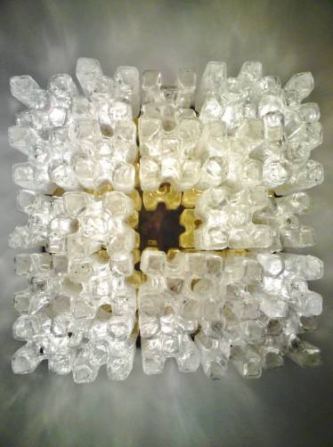 Kalmar large vintage brutalist glass chandelier, 1970`s ca, Austrian